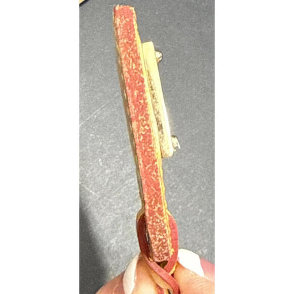 DOONEY & BOURKE Y2K Square Logo BEIGE BROWN LEATHER LUGGAGE Key FOB TAG - Picture 14 of 15